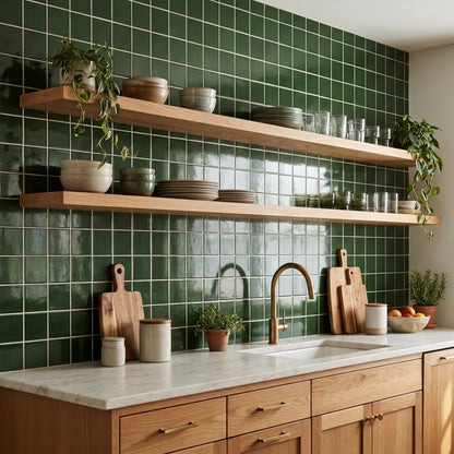 Wood Green Glossy Ceramic Tiles 4 1/16x4 1/16