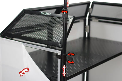 DJ Booth Tabletop With 8FT Lighting Truss Stand Package by FAT TOAD - Foldable Panel Portable Stage Platform Facade Scrim Cover, Video Light Display