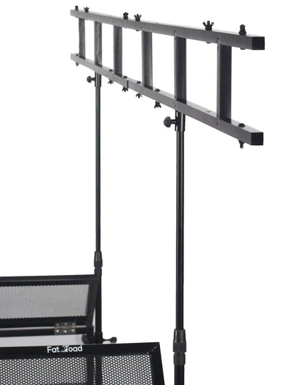 DJ Booth Tabletop With 8FT Lighting Truss Stand Package by FAT TOAD - Foldable Panel Portable Stage Platform Facade Scrim Cover, Video Light Display