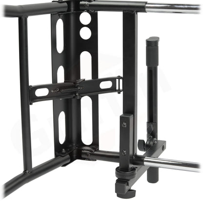GRIFFIN 2-Tier DJ Coffin Workstation Stand - Double Table Top Keyboard & Laptop Holder - Duel Level Digital Piano Rack Mount Platform for Studio Mixer