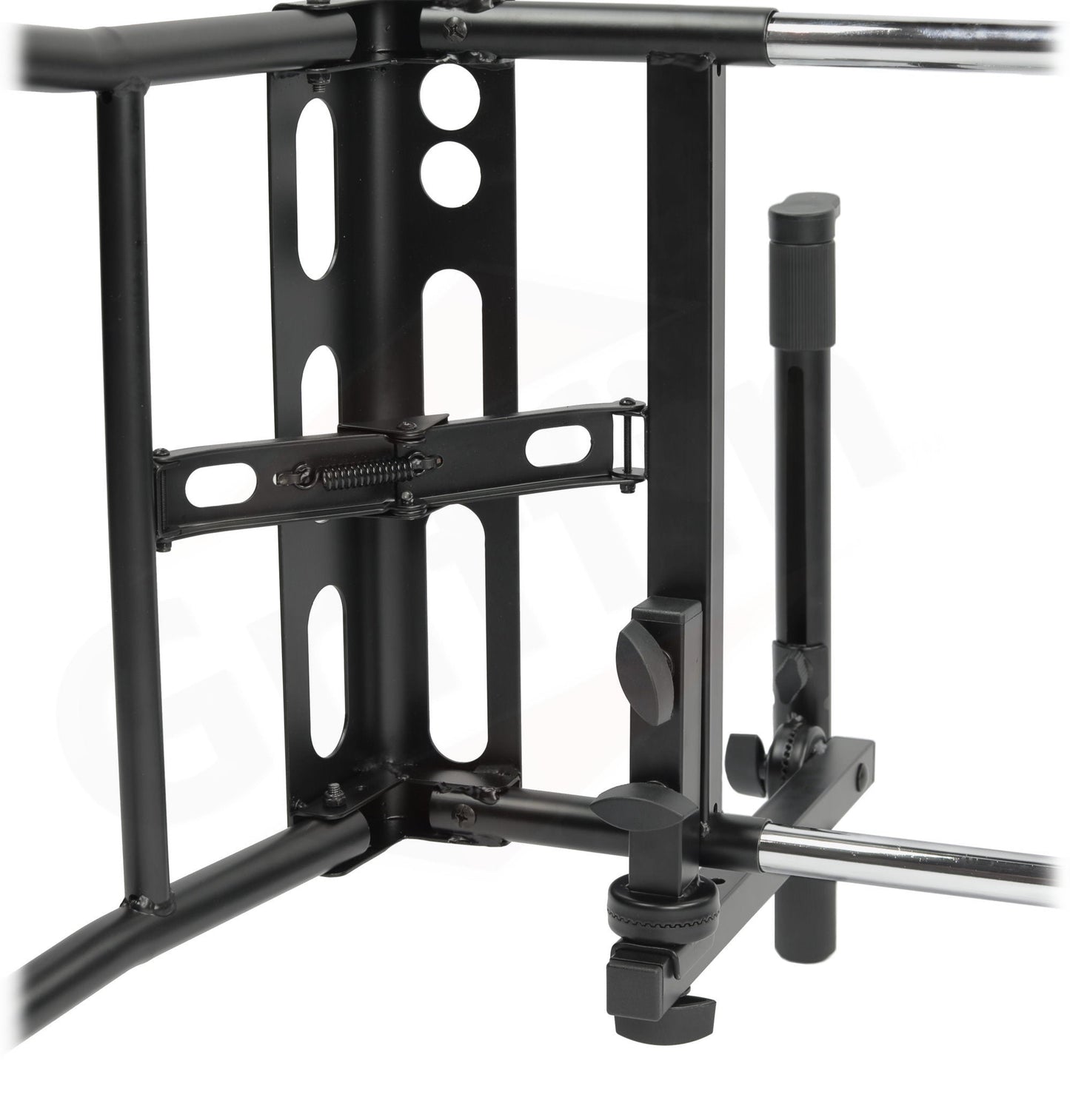 GRIFFIN 2-Tier DJ Coffin Workstation Stand | Double Table Top Keyboard & Laptop Holder | Digital Piano Rack Mount Platform for Studio Mixer Controllers, Turntable, Speakers, & Stage Equipment