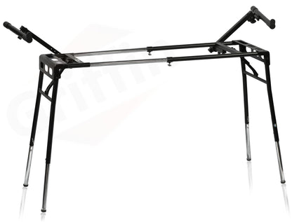 GRIFFIN 2-Tier DJ Coffin Workstation Stand - Double Table Top Keyboard & Laptop Holder - Duel Level Digital Piano Rack Mount Platform for Studio Mixer