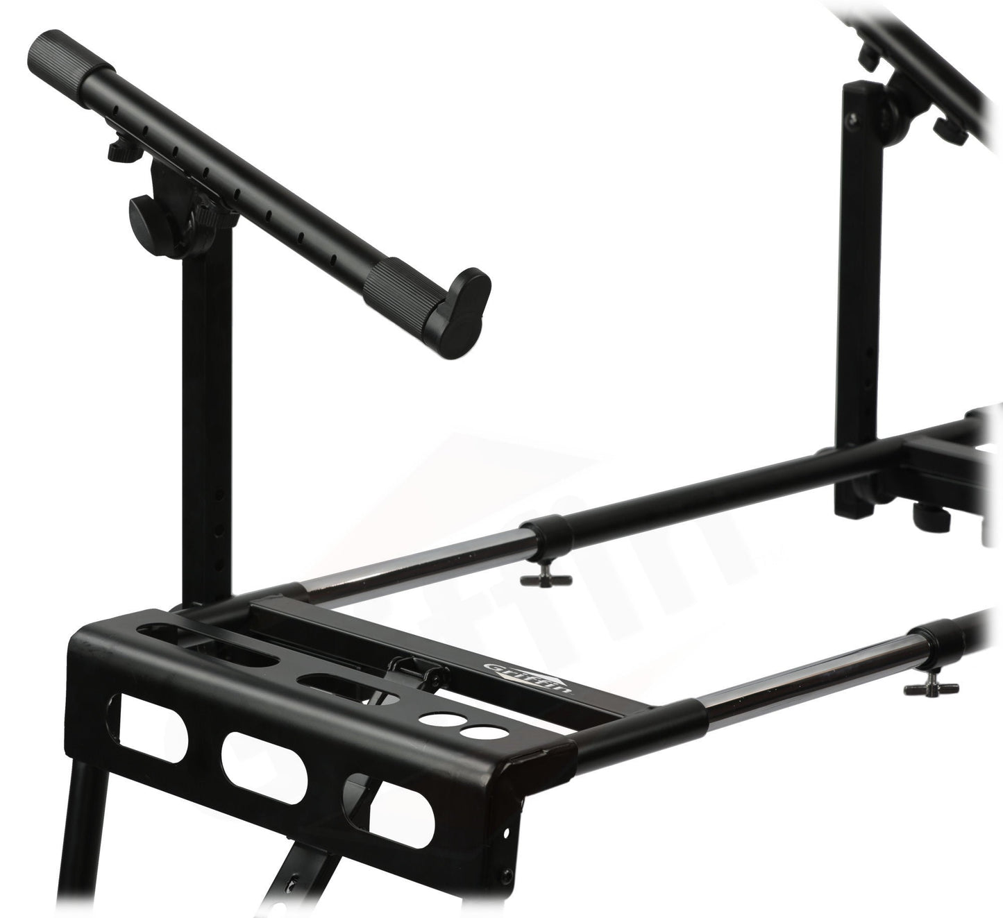 GRIFFIN 2-Tier DJ Coffin Workstation Stand | Double Table Top Keyboard & Laptop Holder | Digital Piano Rack Mount Platform for Studio Mixer Controllers, Turntable, Speakers, & Stage Equipment