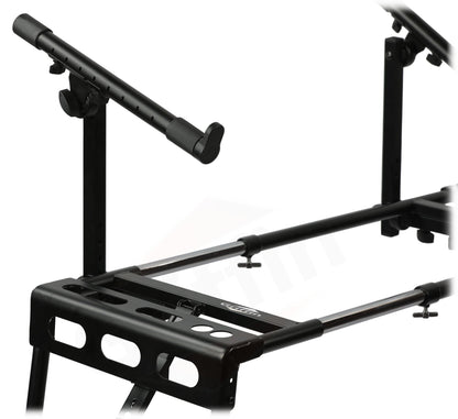GRIFFIN 2-Tier DJ Coffin Workstation Stand | Double Table Top Keyboard & Laptop Holder | Digital Piano Rack Mount Platform for Studio Mixer Controllers, Turntable, Speakers, & Stage Equipment