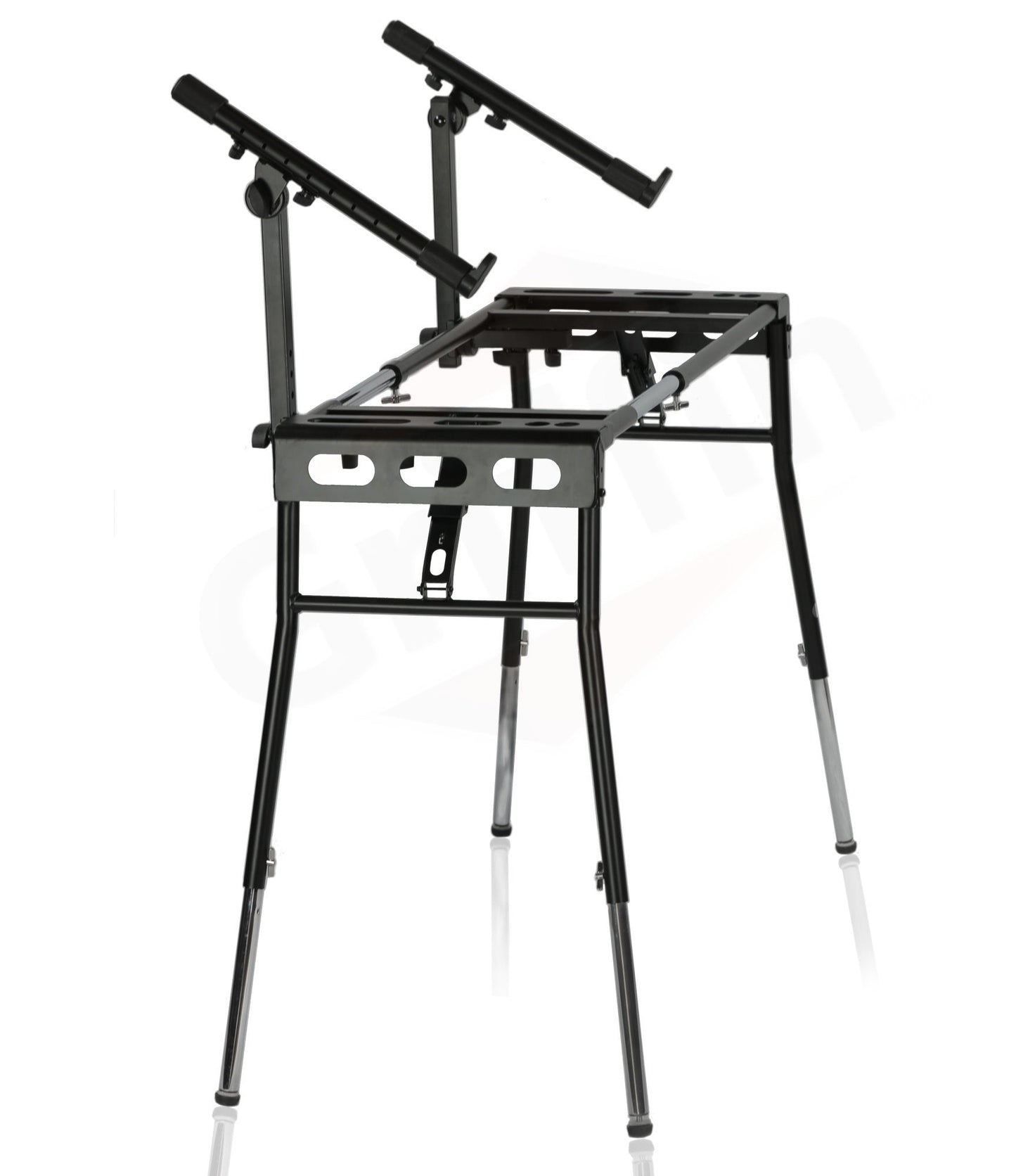 GRIFFIN 2-Tier DJ Coffin Workstation Stand - Double Table Top Keyboard & Laptop Holder - Duel Level Digital Piano Rack Mount Platform for Studio Mixer