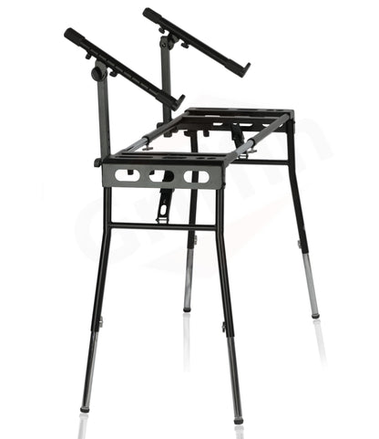 GRIFFIN 2-Tier DJ Coffin Workstation Stand | Double Table Top Keyboard & Laptop Holder | Digital Piano Rack Mount Platform for Studio Mixer Controllers, Turntable, Speakers, & Stage Equipment