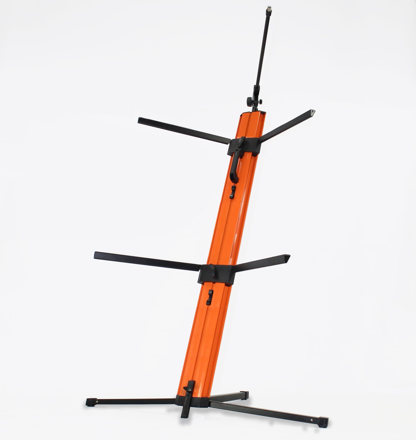 Keyboard Stand (2-Tier) with Mic Boom Arm Adapter by FAT TOAD - Professional Double Sliding Electronic Piano Column Tower for Turntable, DJ Audio Gear & Studio Synthesizer