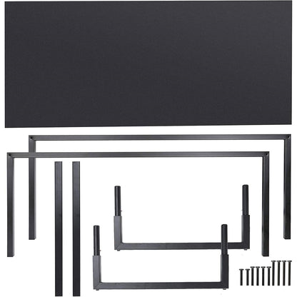 Black Metal Frame Wood Top Modern Home Office Laptop Computer Desk Writing Table