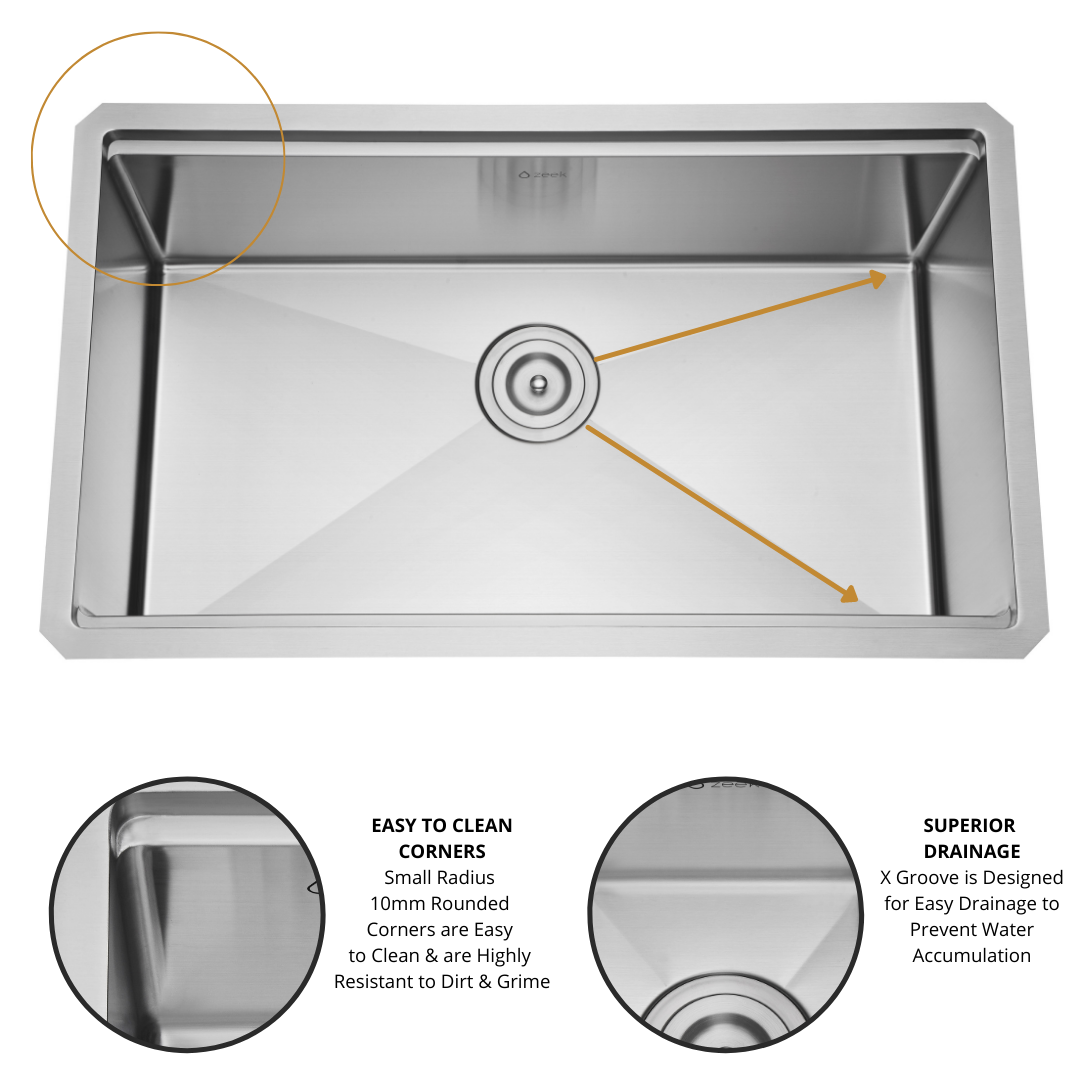 32" Undermount / Drop-In Single Bowl Workstation Kitchen Sink ZH-LD32