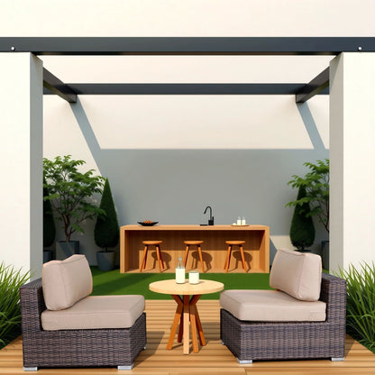 Wide Armless Outdoor Chairs With Cushions (Set of 2)