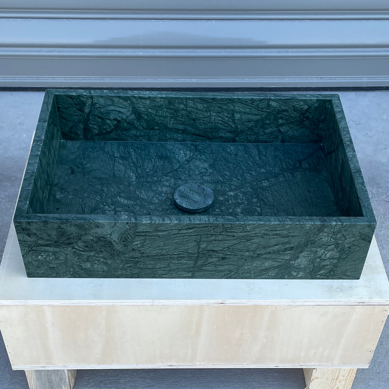 Verde Guatemala Natural Marble Handcrafted Custom Bathroom Sink