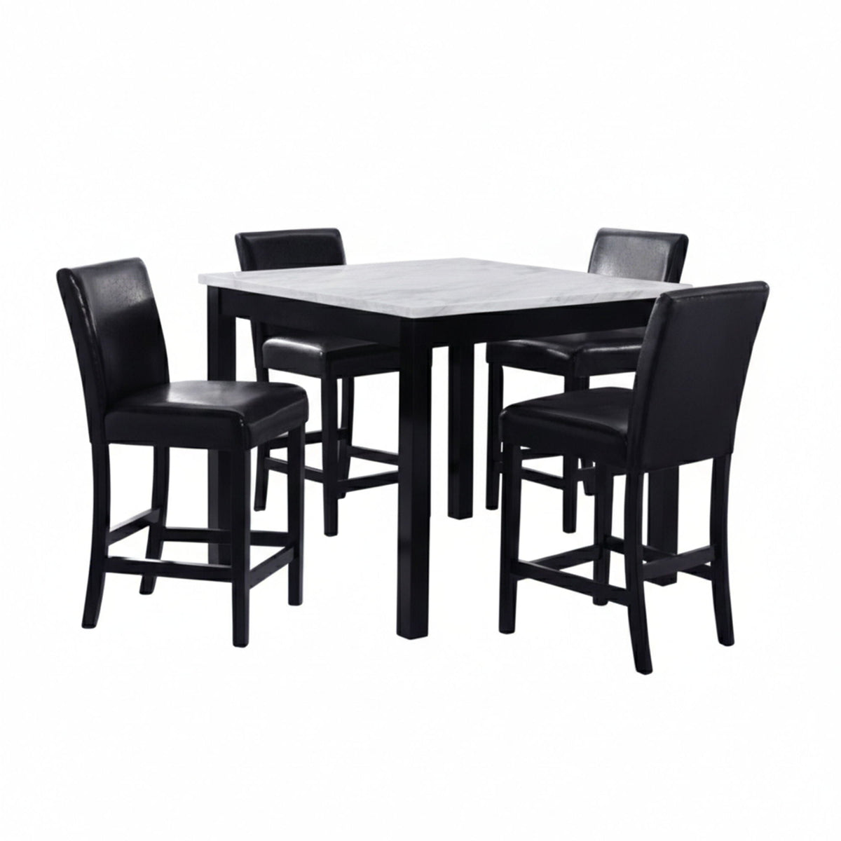 Modern 5 Piece Counter Height Dining Set With Tufted Nail Head Chairs