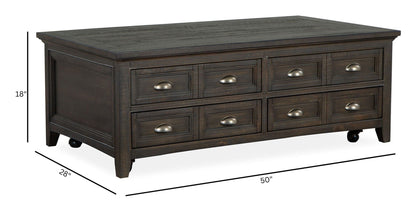 Westley Falls - Lift Top Storage Cocktail Table With Casters - Graphite