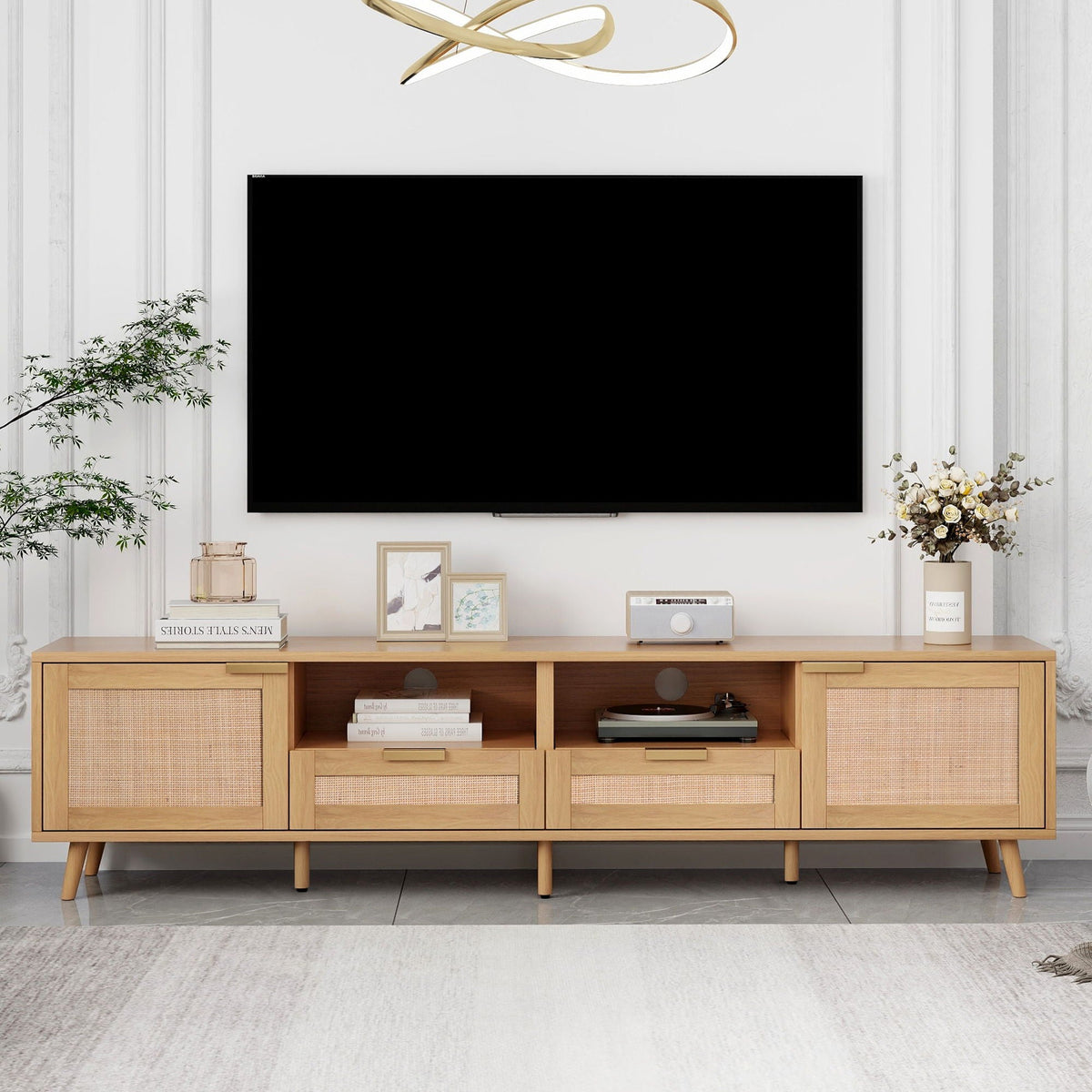 TV Stand, Media Console With Cable Management