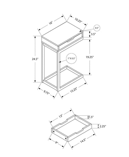 Accent Table, C - Shaped Contemporary Elegant Desig