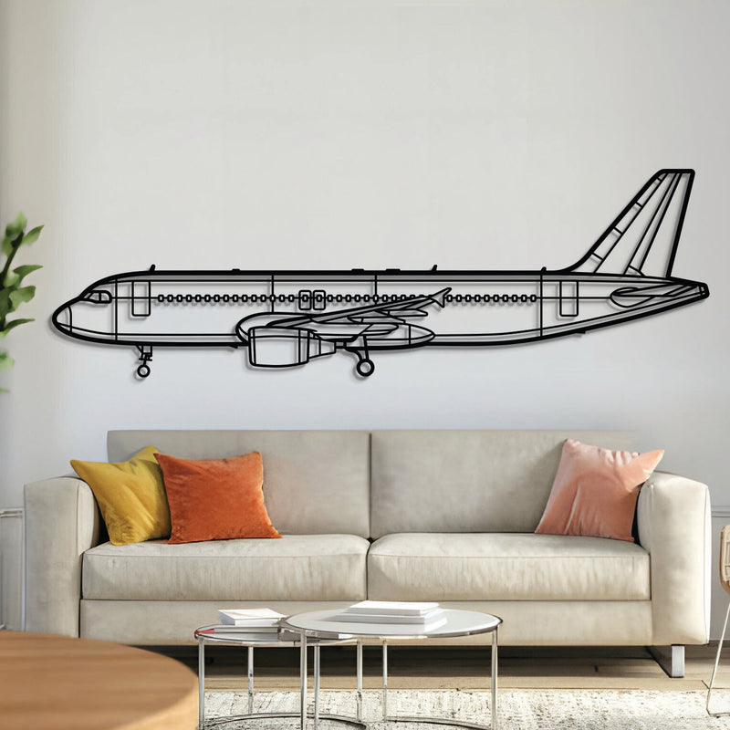 A320 CFM56 Metal Aircraft Wall Art - NCP0161, front view
