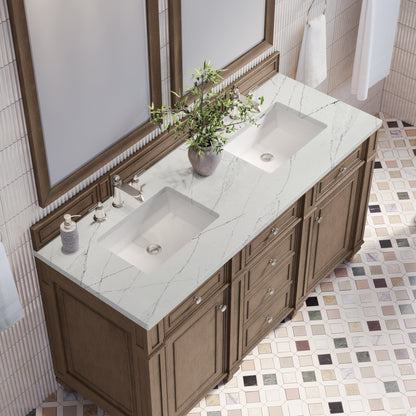 James Martin Bristol 60" Double Bathroom Vanity, Whitewashed Walnut