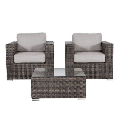 Wicker Seating Group Set With Table And Cushions