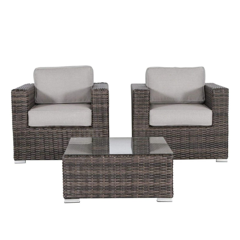 Wicker Seating Group Set With Table And Cushions