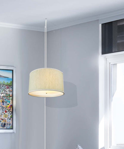 18"W 2 Light Swag Plug-In Pendant Textured Oatmeal with Diffuser White Cord