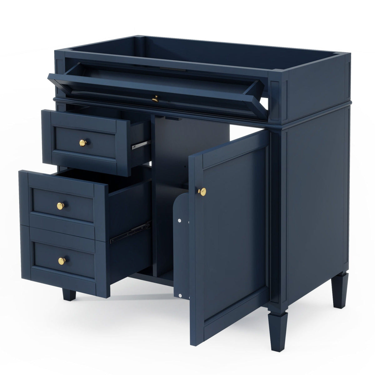 Bathroom Vanity With 2 Drawers And Tip-Out Drawer, Storage Cabinet