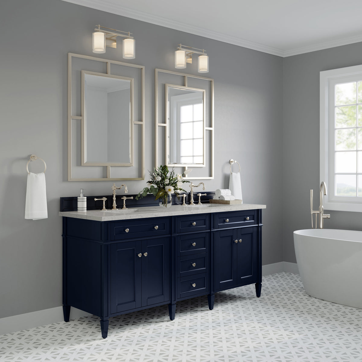 James Martin Brittany 72" Double Bathroom Vanity, Victory Blue