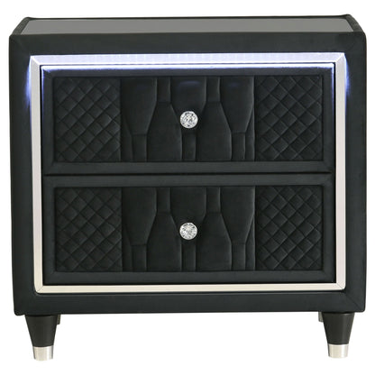 Lorient 2-drawer LED Nightstand with USB Black
