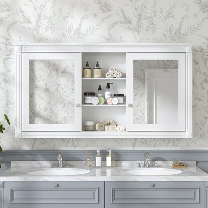 Modern Wall-Mount 2 In 1 Mirror Cabinet With Adjustable Shelves, Soft-Closing Hinges