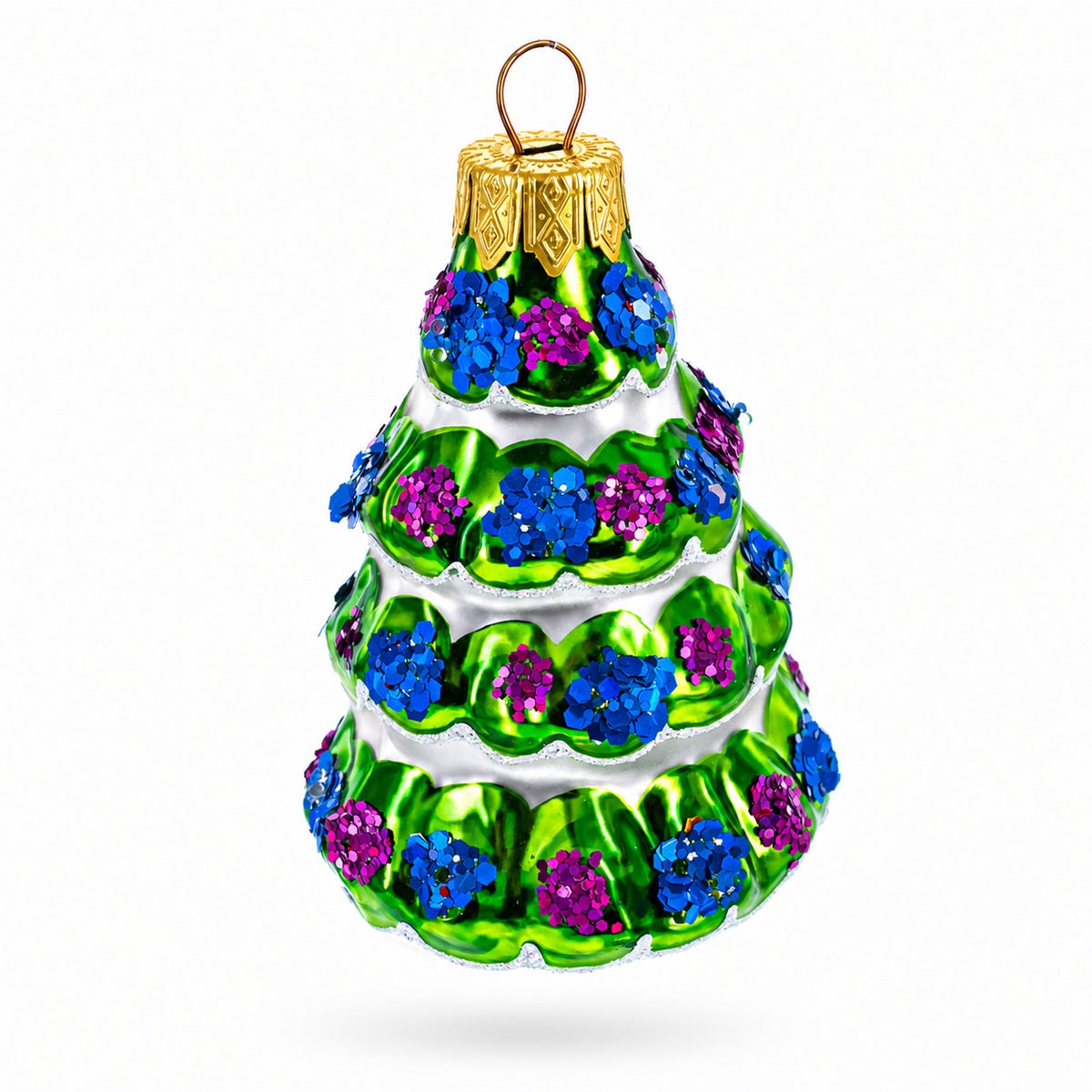 Snow-Covered Garland Tree Glass Christmas Ornament