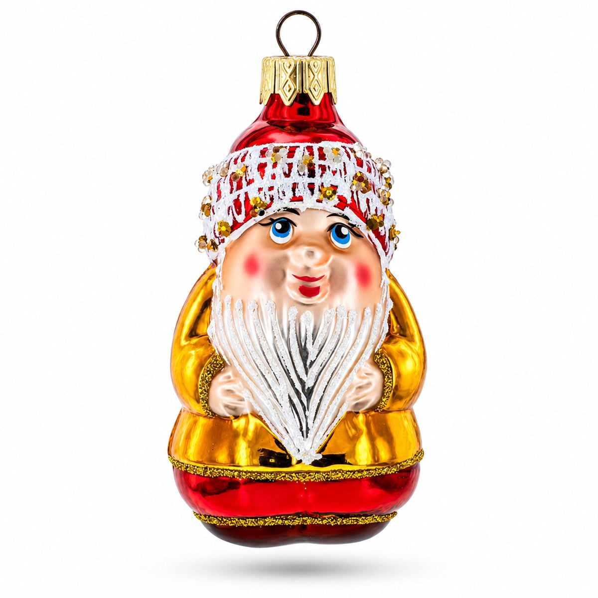 Chubby Gnome Glass Christmas Ornament