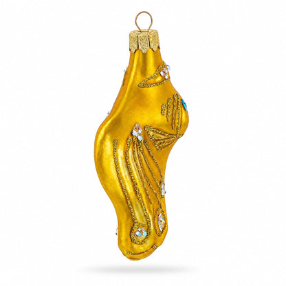 Gold Fish with Red Lips and Blue Eyes Glass Christmas Ornament