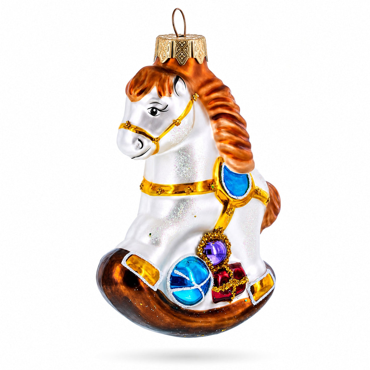 Vintage Style Rocking Horse Glass Christmas Ornament