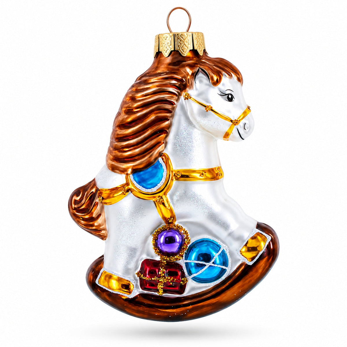 Vintage Style Rocking Horse Glass Christmas Ornament