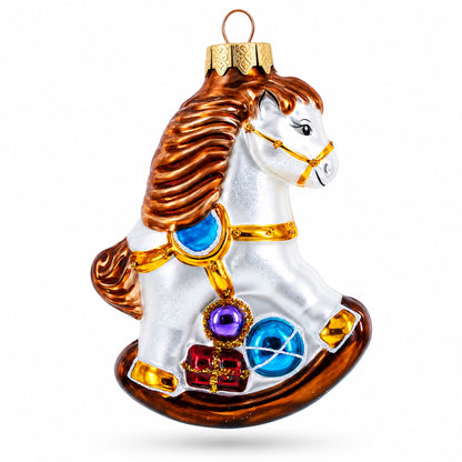 Vintage Style Rocking Horse Glass Christmas Ornament