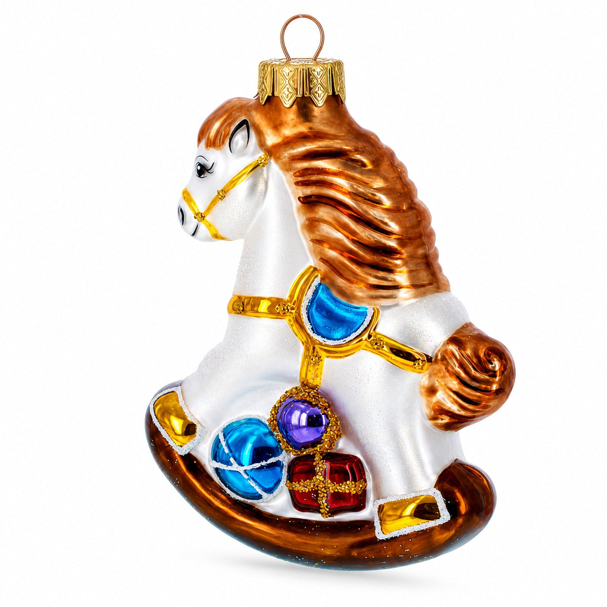 Vintage Style Rocking Horse Glass Christmas Ornament
