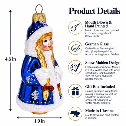 Snow Maiden Snigurochka Glass Christmas Ornament