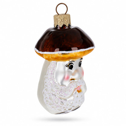 Wise Grandpa Mushroom Glass Christmas Ornament