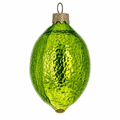 Lime with Shiny Leaf Glass Christmas Ornament