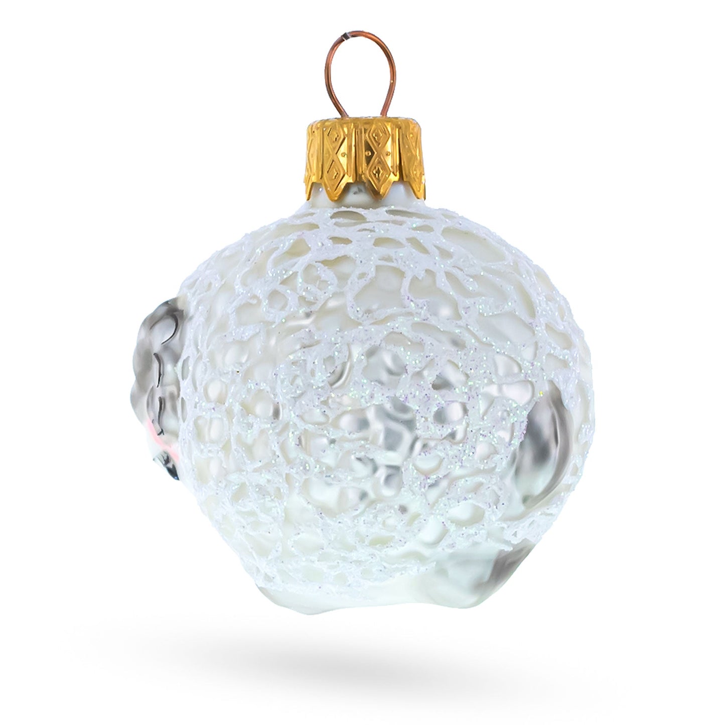 Woolly Ram with Curly Fleece Mini Glass Christmas Ornament