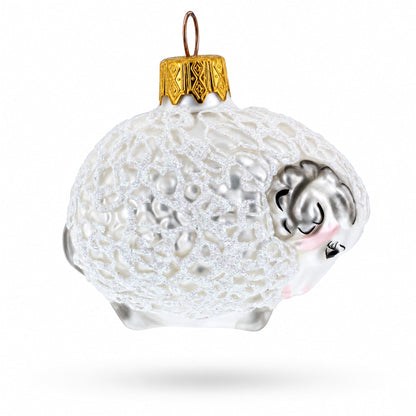Woolly Ram with Curly Fleece Mini Glass Christmas Ornament