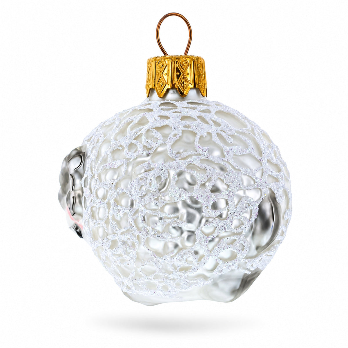 Woolly Ram with Curly Fleece Mini Glass Christmas Ornament