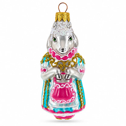 Goat in Traditional Folk Dress Koza Dereza Fairy Tale Glass Christmas Ornament
