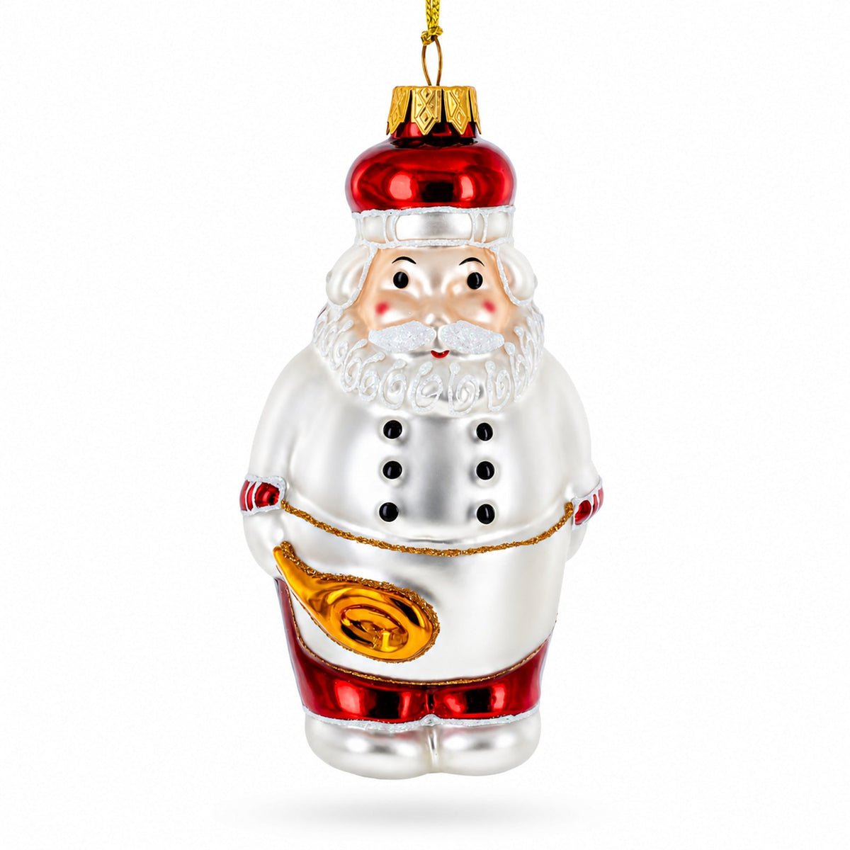 Santa the Cook Glass Christmas Ornament