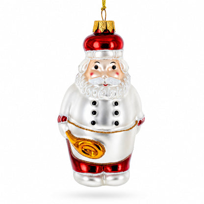 Santa the Cook Glass Christmas Ornament
