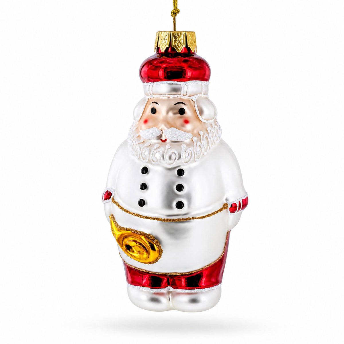 Santa the Cook Glass Christmas Ornament