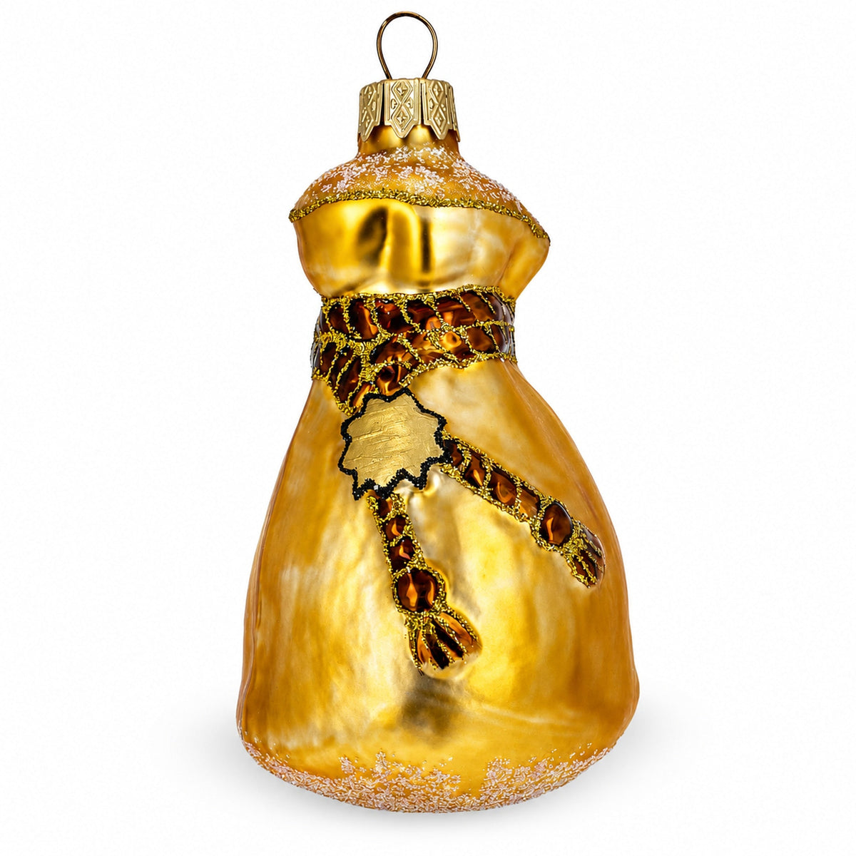 Gold Money Bag With Green Dollar Sign Glass Christmas Ornament
