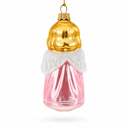 Vintage Style Angel in Pink Glass Christmas Ornament