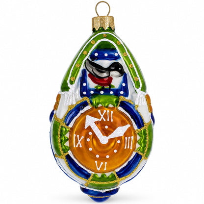 Traditional German Cuckoo Clock with Roman Numeral Glass Christmas Ornament