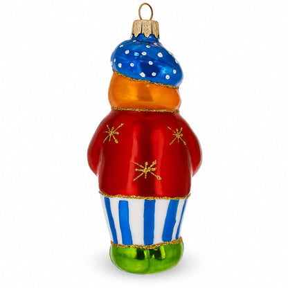 Circus Clown Holding Flowers Glass Christmas Ornament