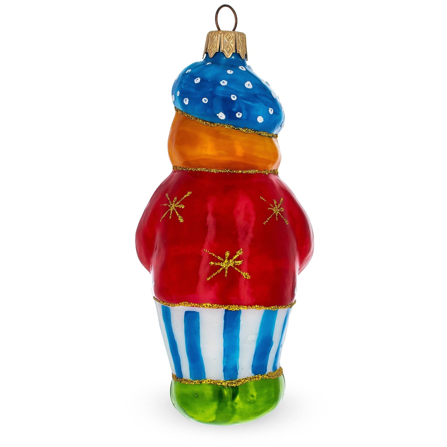 Circus Clown Holding Flowers Glass Christmas Ornament